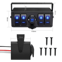Panneau de commande à 4 interrupteurs à bascule ABS pour bateau marin et camping-car, rétroéclairage LED bleu 12V, chargeur USB PD QC3.0, voltmètre numérique