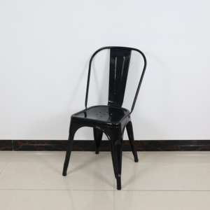 Meubles de salle à manger en métal tubulaire de style français chaises d'appoint de café empilables à dossier haut chaise de salle à manger en métal Monaco industrielle en fer en acier - Product Image 5