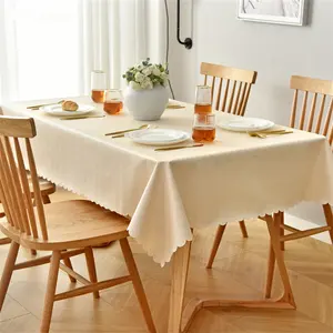 PVC Table Cover For Hotel Restaurant Home Cotton Linen Tablecloth Plain Weave Rectangle Custom Table Cloth Wedding Party