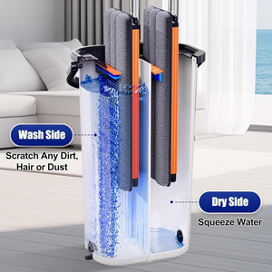 360 Magic Ultra-Fine Fiber <b>Flat</b> <b>Mop</b> Twisting Device Simple <b>Mop</b> Bucket Set for Floor Cleaning Includes Dirty Water Separation <b>Mop</b> - Product Image 4