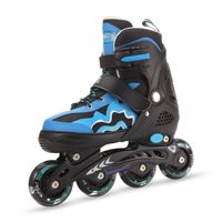 Patins à roulettes Tuoli bleu-noir pour enfants, à une rangée, roulements ABEC-7, roues entièrement lumineuses en tissu PU, réglables, pour garçons débutants
