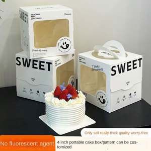 Caja de Embalaje Personalizable para Pastel de Cumpleaños, de Cartón Grueso de Grado Alimenticio, con Ventana, Portátil, Cuadrada, de 4 Pulgadas - Product Image 5
