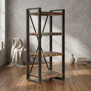 Bibliothèque industrielle en métal noir antique avec étagères en tuyaux de fer, personnalisable pour la maison, le bureau, le salon, le hall et l'école - Product Image 2