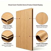Panel Dinding Batu Lunak Motif Kayu Ringan Veneer Fleksibel Tahan Air untuk Ruang Tamu Modern, Dinding TV, dan Kepala Tempat Tidur Kamar Tidur