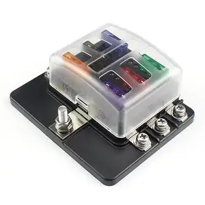 12/32V DC 6 Way Standard Fuse Block 6 Circuit Fuse Holder Box With LED For Car Marine