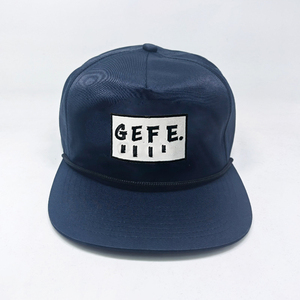 Wholesale Custom 5 Panel Rope Sport <b>Hat</b> High Quality <b>Navy</b> Polyester Woven Patch Logo Snapback Unisex Quick Dry Baseball Cap - Product Image 1