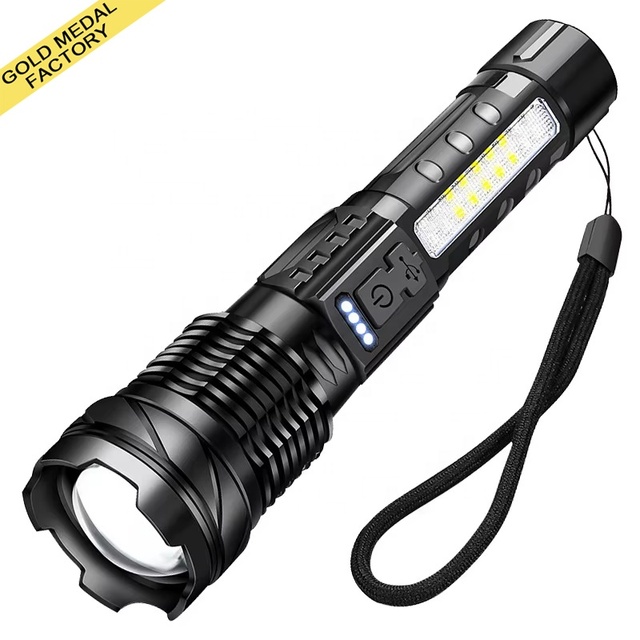 Strong Light Tactical Flashlight Edc Outdoor Belt Cobb Warning Side Work Light Laser Torches Waterproof Rechargeable Flashlights