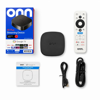 Boîtier TV intelligent Onn 4K Plus Android 14, décodeur 4K Quad Core, connectivité 5G, 2 Go de RAM, télécommande vocale pour lecteur multimédia en streaming