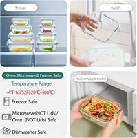 Contenants de stockage alimentaire en verre avec couvercles hermétiques pour la préparation des repas, compatibles micro-ondes, boîte à lunch en verre borosilicate