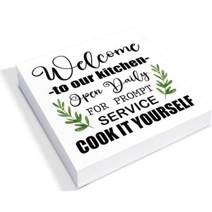 Boîte en bois décorative pour cuisine, style campagnard, avec inscription « Bienvenue dans notre cuisine », vente en gros, dropshipping - Product Image 2