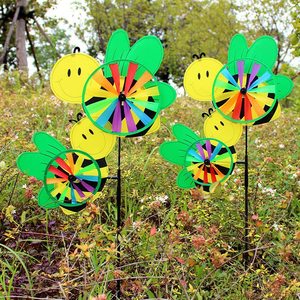 Vente haut de gamme Antique abeille dessin animé motif enfants moulin à vent tissu produits extérieur <span class=keywords><strong>jardin</strong></span> <span class=keywords><strong>d</strong></span>écoration fête mise en page - Product Image 5