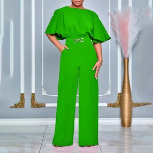 D3276 <span class=keywords><strong>Combinaison</strong></span> élégante pour <span class=keywords><strong>femme</strong></span>, taille haute, couleur unie, grande taille, <span class=keywords><strong>pantalon</strong></span> large, une pièce, mode été - Product Image 2
