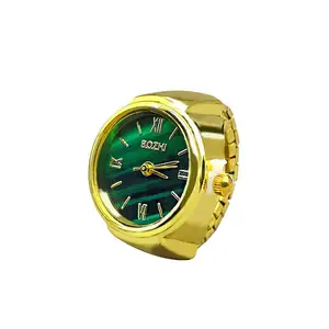 2023 Hot Selling Couples High end Finger Ring Watch Green Circular Dial Fashion Adjustable Size Men's and Women's Quartz Watch