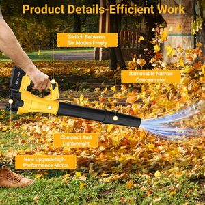 Souffleur de feuilles et de neige sans fil 21V Lithium-Ion - Léger, pour bricolage, 160 mph, 500-1000 CFM, pour l'entretien des pelouses et des patios, souffleur de feuilles CB02 - Product Image 3