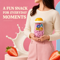 Aimo Biscuits semi-mous pour bébés, saveur fraise, enrichis en protéines et probiotiques, saveur fruitée, boîte de 16g, durée de conservation 12 mois, Drop