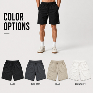 Shorts décontractés unisexe en mélange de Lyocell et de lin, légers et respirants, longueur genou, polyvalents pour l'été et la plage, personnalisables - Product Image 4
