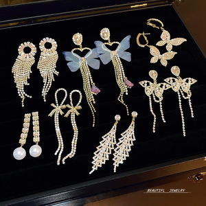 S925 argent aiguille exagéré zircon frangé boucles d'oreilles longues luxe exquis boucles d'oreilles mode personnalisé boucles d'oreilles femmes - Product Image 2