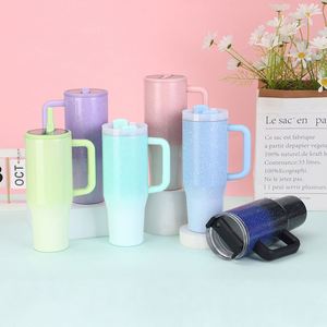 Nuevo Vaso Térmico de Acero Inoxidable de Doble Pared de 40 oz con Logotipo Personalizado, Asa y Pajita Plegable para Oficina, para Botellas de Agua - Product Image 3