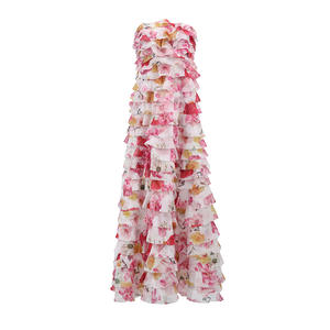 2025 Wholesale Women's Summer Party Fashion Digital Print Slim Backless Strapless Halter <b>Collar</b> Spaghetti Strap Midi Satin Dress - Product Image 2