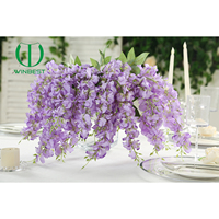 Décoration de plafond en glycine artificielle soyeuse violette, centres de table pour mariage, décorations de table pour fête de mariage, vente en gros