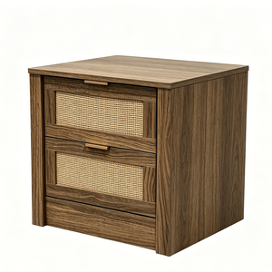 Nordic <strong>Rattan</strong> Weave 2 Drawer <strong>Bedside</strong> <strong>Table</strong> Modern Particleboard Natural Tone Nightstand Home Furniture Wooden Drawer - Product Image 6
