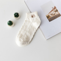 Chaussettes en coton respirant dessin animé mignon ours chaussettes blanches femme femmes fille Lolita été chaussettes minces