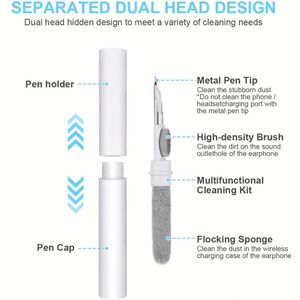 Kit de Limpieza Multifuncional para Auriculares Inalámbricos, Pluma de Limpieza con Cepillo Suave y Esponja Flocada para Estuche de Auriculares - Product Image 4
