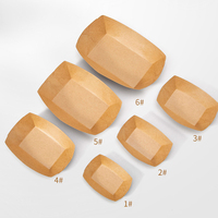 Barquette en papier kraft alimentaire épaissi, non pliable, en forme de bateau, à ouverture supérieure, pour plateau de barbecue, frites et nuggets de poulet