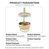 Chauffe-Plat Buffet Suspendu en Acier Inoxydable en Forme d'Œuf, Alimenté au Gaz, Capacité 8L, Couvercle Doré, Options Multicolores