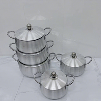 Ensemble de 5 casseroles en aluminium sans revêtement, best-seller transfrontalier, design minimaliste moderne, compatible gaz, cadeau de cuisine