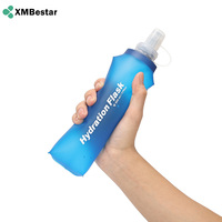 Botol Minum Lipat 500ml, Bahan TPU Food Grade, Anti Bocor, Dapat Digulung, Botol Air Olahraga untuk Lari, Bersepeda, Hiking
