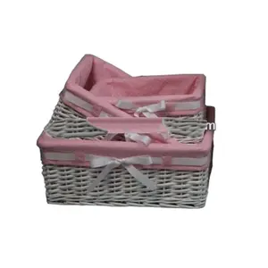 White Willow Wicker Aufbewahrung skorb Pink Futter