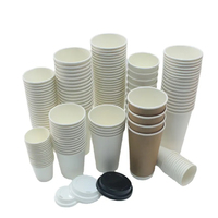 Özel Logo 8 12 16 22oz tek kullanımlık beyaz kağıt su bardağı Kraft kağıt bardaklar suyu kahve içecekleri için Bagasse kapaklı