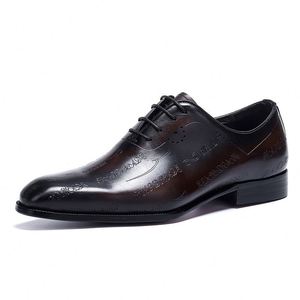 Chaussures Oxford pour hommes, style italien, en cuir véritable, à lacets, faites à la main, pour les occasions spéciales, bout pointu, respirantes, antidérapantes, légères - Product Image 2