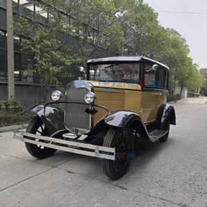 Voiture électrique vintage de style rétro avec 2 à 5 sièges, batterie pour zones touristiques, voiture classique jaune et noire rétro - Product Image 4