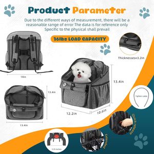 Folding Luxury Small Animal <b>Pet</b> <b>Carrier</b> Zipper Closure Oxford/Nylon Material Eco-Friendly Soft-Sided Bike Rear Seat Dog Basket - Product Image 3
