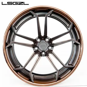LSGZL18 19 20 21 22 24 Inch Lip Polished Center Brushed Rose Gold Color Alloy Wheel Concave Design 3piece