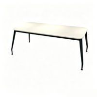 Table de salle à manger rectangulaire industrielle moderne en gros d'usine, pieds en fer, plateau en mélamine, 6 places, pour restaurant, café, cuisine