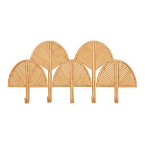 Porte-vêtements mural multifonctionnel en rotin vintage écologique, couleur naturelle, avec 5 crochets - Product Image 1