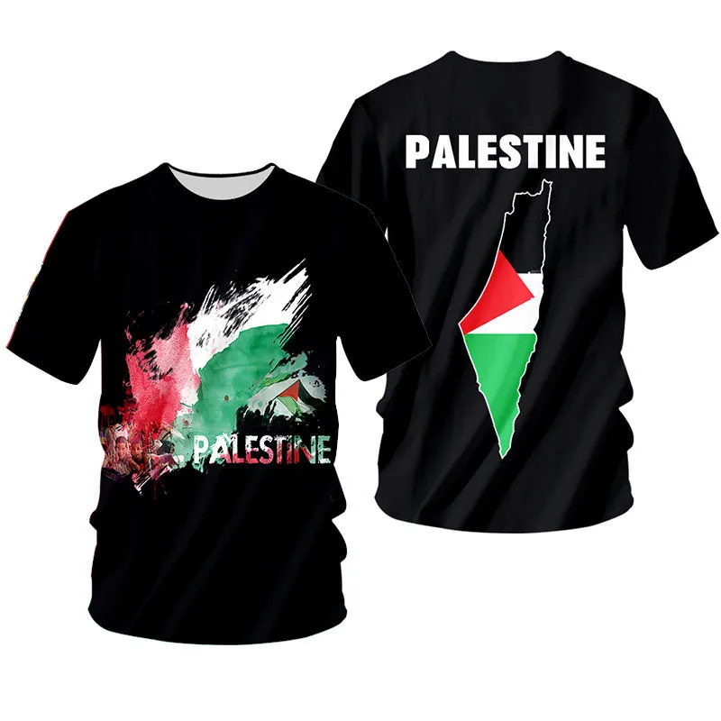 HuiyiパレスチナTシャツ男性用昇華カスタムポリエステルオールオーバープリントパレスチナTシャツ任意のサイズのフルプリントTシャツ
