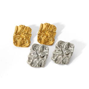 European American Style Geometric <b>Stud</b> <b>Earrings</b> 18K Gold Stainless Steel Fashion Women's Party Jewelry TE6432 G - Product Image 3