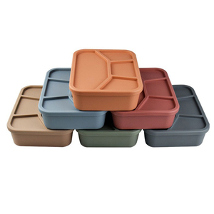 Food Grade Silicone Bento Lunch Box 4 <strong>Compartments</strong> Collapsible Lunch Box Silicon Food Storage Container With <strong>Lid</strong> - Product Image 4