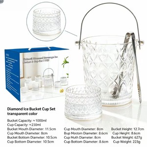 Ensemble de 7 pièces <span class=keywords><strong>XO</strong></span> Ice Bucket, design classique, verre sodocalcique, portable, durable, capacité de 1000 ml, verre à whisky, pince à glaçons, pour bar et fêtes - Product Image 3