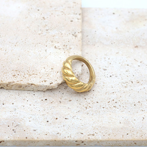 European American Light Luxury Bread <b>Ring</b> 18k <b>Titanium</b> Steel Croissant Shape Unisex Jewelry Gift - Product Image 4