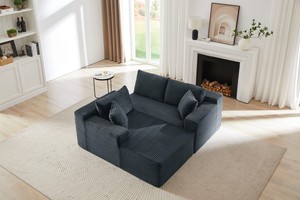 L-Shaped Convertible Modular Sectional <b>Sofa</b> Set Corduroy Fabric Deep-Seat No Assembly Required Comfy Sleeper Apartment Hotel - Product Image 6