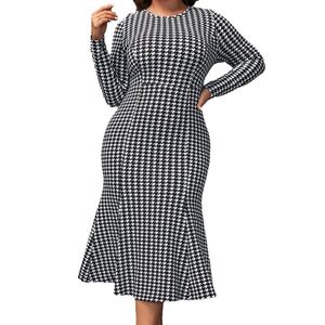 Vestidos Midi para Mujer al por Mayor, Personalizados, OEM, de Alta Calidad, Elegantes, Casuales, Estampados, Cuello Redondo, Manga Larga, Cintura Natural, Estilo Oficina - Product Image 3