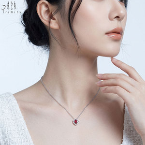 สร้อยคอแบบมินิมอลลิสต์ คอลเลคชั่นใหม่ ประดับด้วยทับทิมธรรมชาติและเพชรแท้ ทองคำขาว 18K แท้ - Product Image 6