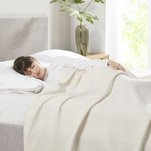 Couverture de lit en coton Db, tissée, rectangulaire, minimaliste, unie, toutes saisons, lavable en machine - Product Image 5