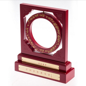 Plaque en bois traditionnelle avec incrustation dorée, rectangle en MDF, récompense pour cadeaux d'affaires, origine Shenzhen - Product Image 1