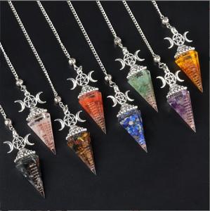 Piedra preciosa de cristal Hexagonal facetado péndulos puntiagudos Reiki Chakra colgante péndulo para radiestesia adivinación espiritual - Product Image 1